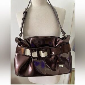 Beijo Copper Brown Patent Leather Bag EUC